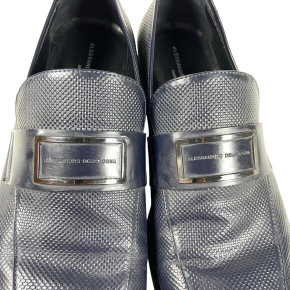 Alessandro dell Acqua Mens Dress Shoes Dark Navy Color Leather  Size 44 1/2 - Picture 6 of 12